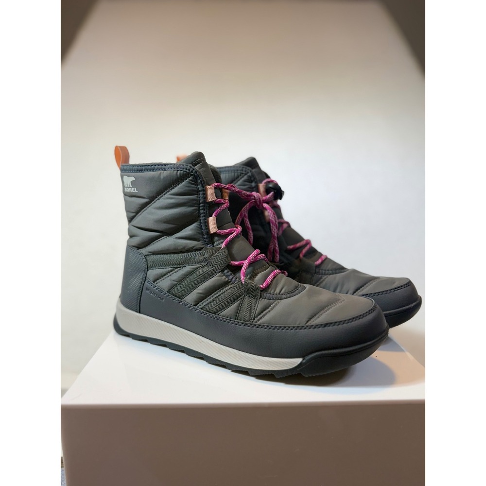 Sorel Women's Waterproof Winter Boots Gray Pink Lace Up Size 7